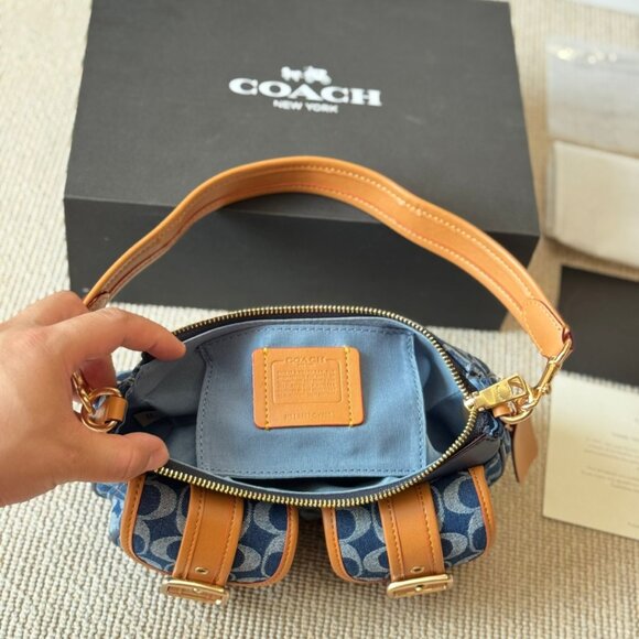 COACH Ashton Baguette Bag In Signature Canvas Denim CY700 - Picture 9 of 9